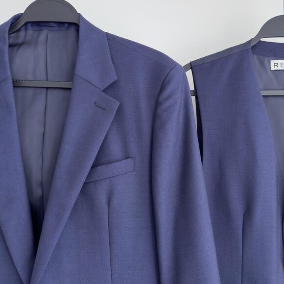 Reiss Suit Jacket Vest Set 2 Piece Mens 38 Navy Blue Duke Wool Mohair Formal - Picture 4 of 16